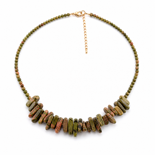 Unakite Longstone Crystal Necklace