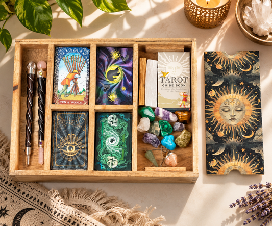 6-Compartment Sun Goddess Tarot Storage & Reading Tray - Crystal Nest