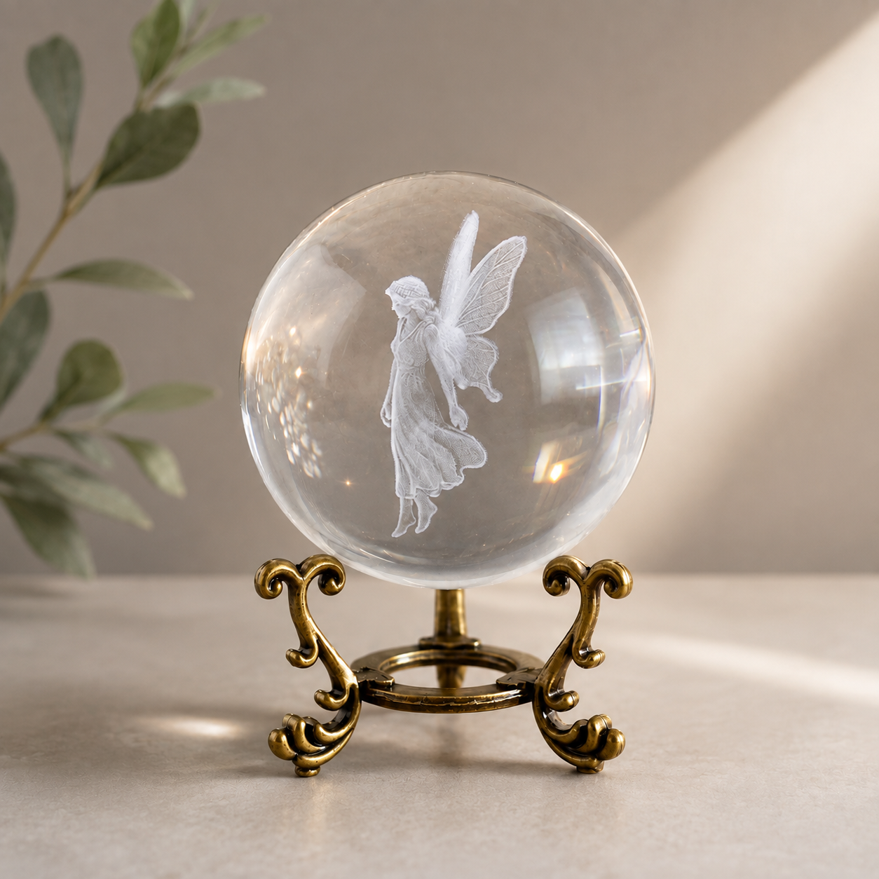 Stardust Fairy 3D Laser Engraved Crystal Ball with Stand