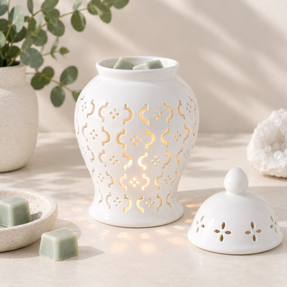 White Ginger Jar Oil Burner & Wax Warmer
