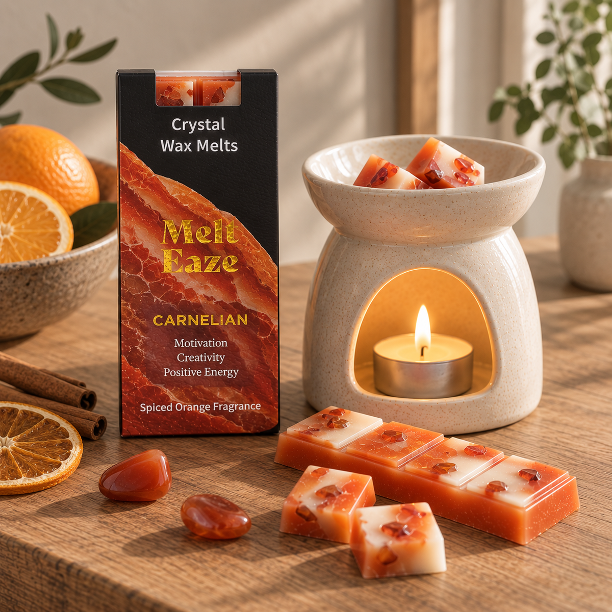 Spiced Orange & Carnelian Crystal Wax Melts