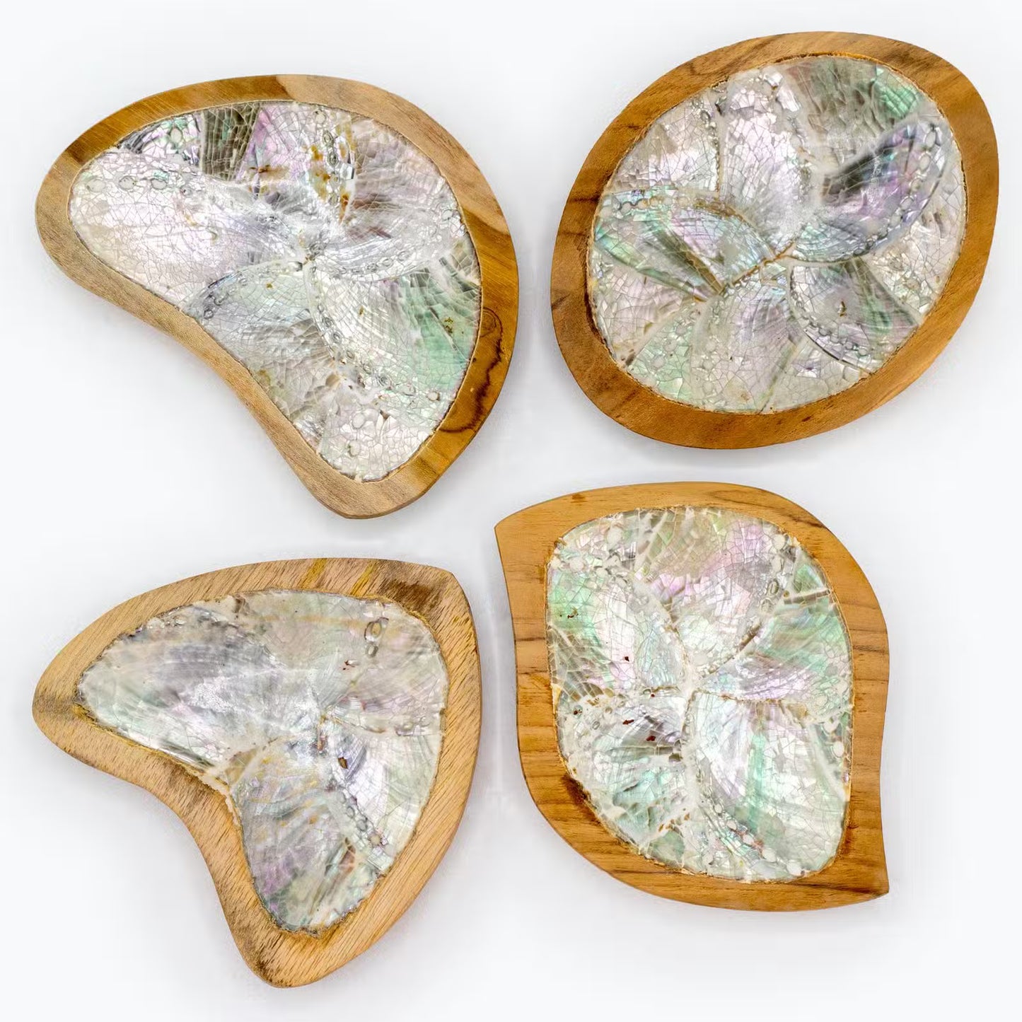 Teak & Abalone Trinket Bowls