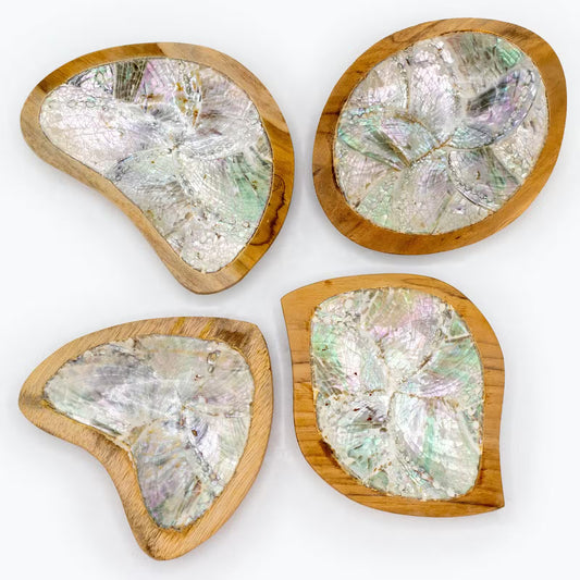 Teak & Abalone Trinket Bowls