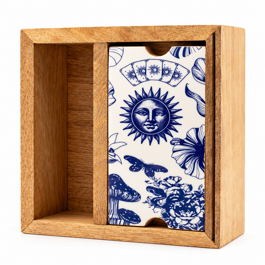 2-Section Tarot Storage & Reading Box | Ritual Organiser with Card Holder