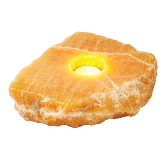 Orange Calcite Tealight Holder - Crystal Nest