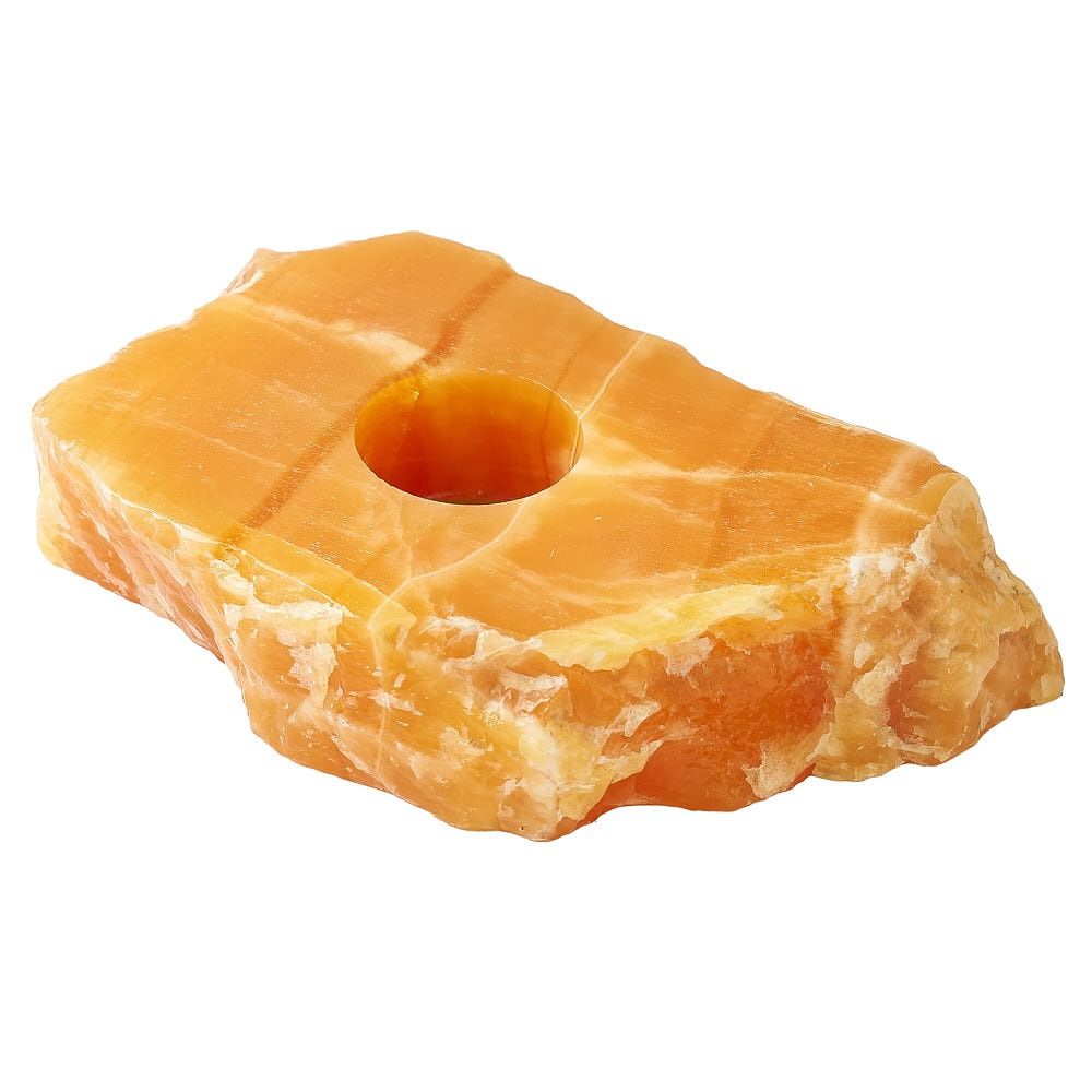 Orange Calcite Tealight Holder - Crystal Nest