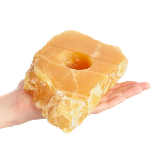 Orange Calcite Tealight Holder - Crystal Nest