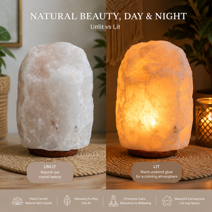 White Crystal Himalayan Salt Lamp XL | Hand-Carved Natural Himalayan Salt