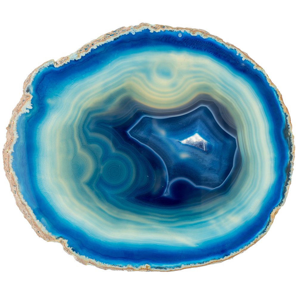 Banded Blue Agate Slice | 14–15 cm