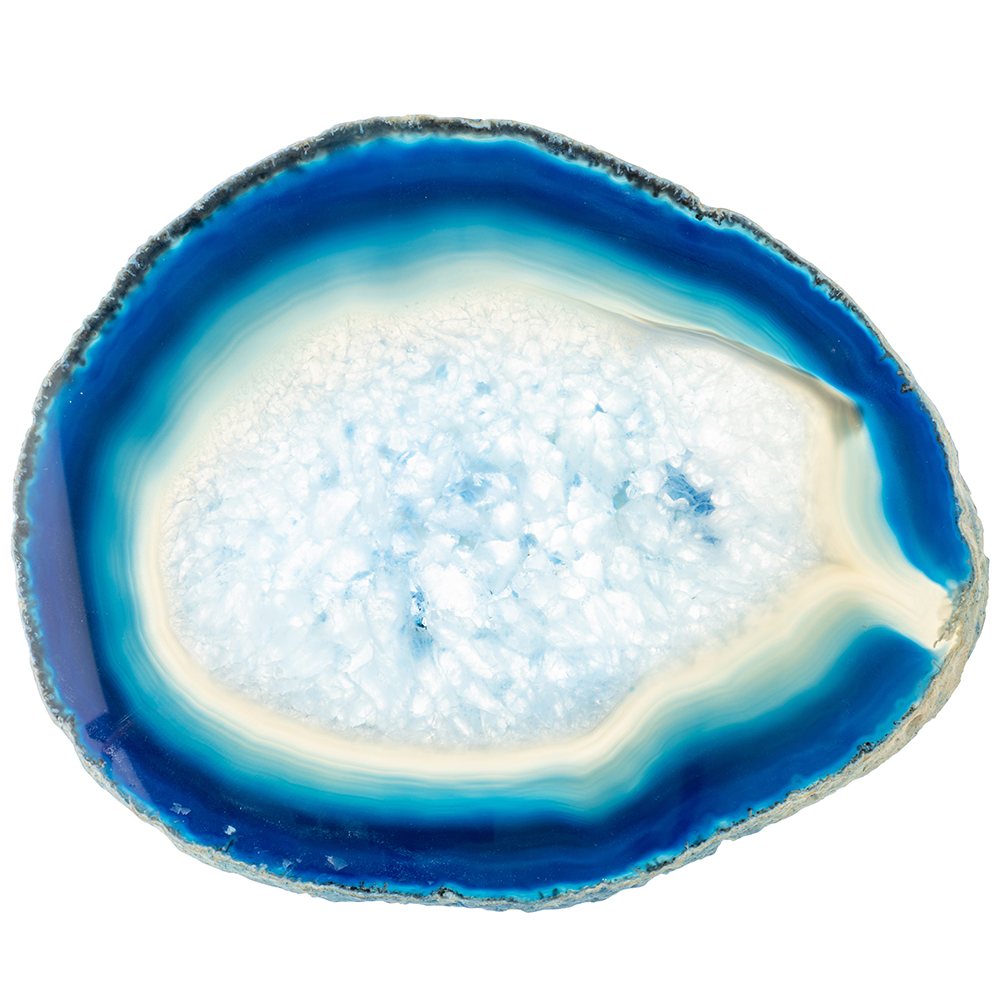 Banded Blue Agate Slice | 14–15 cm