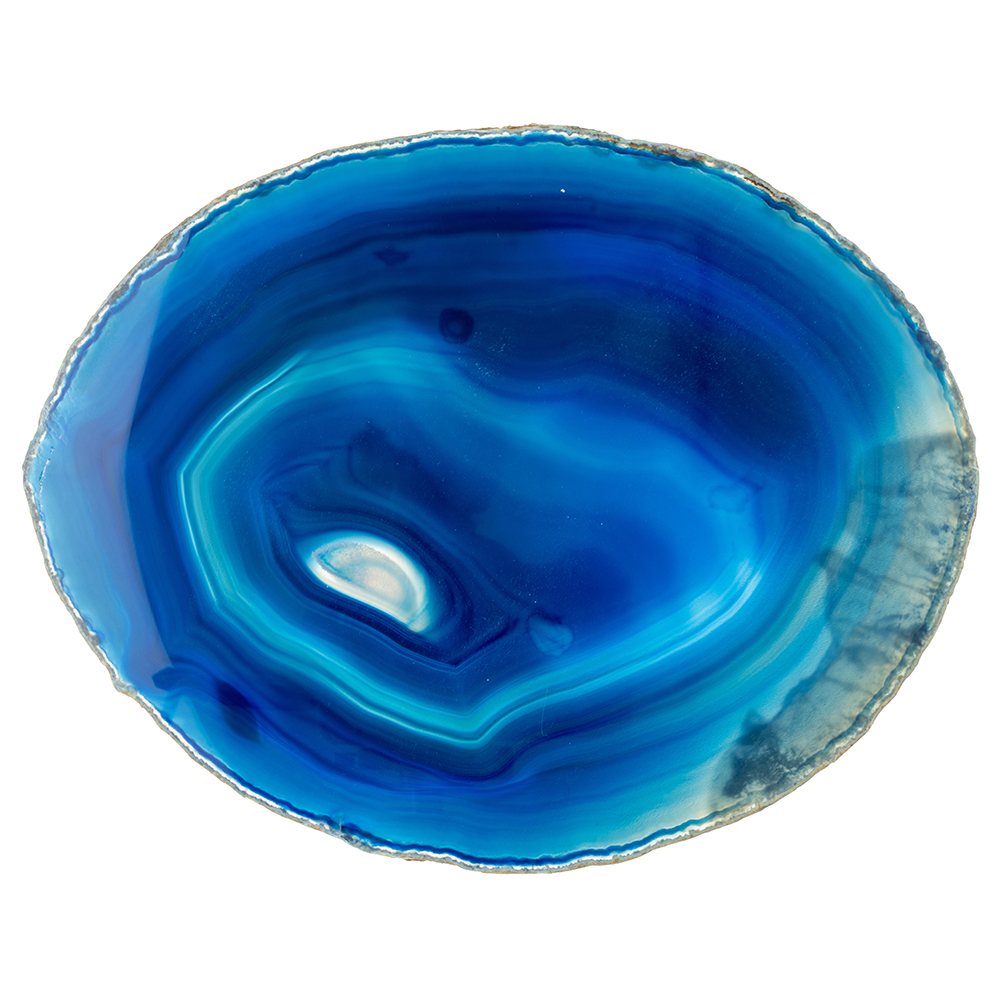Banded Blue Agate Slice | 14–15 cm