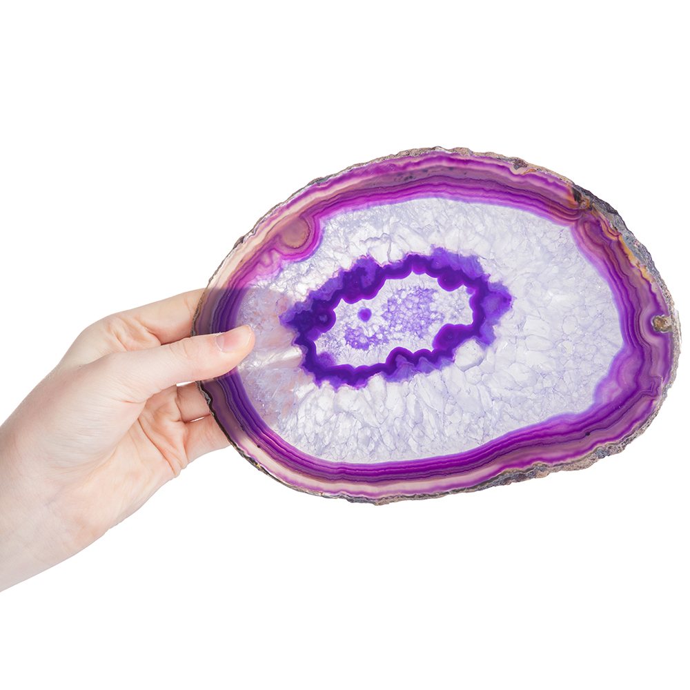 Banded Purple Agate Slice | 14–15 cm