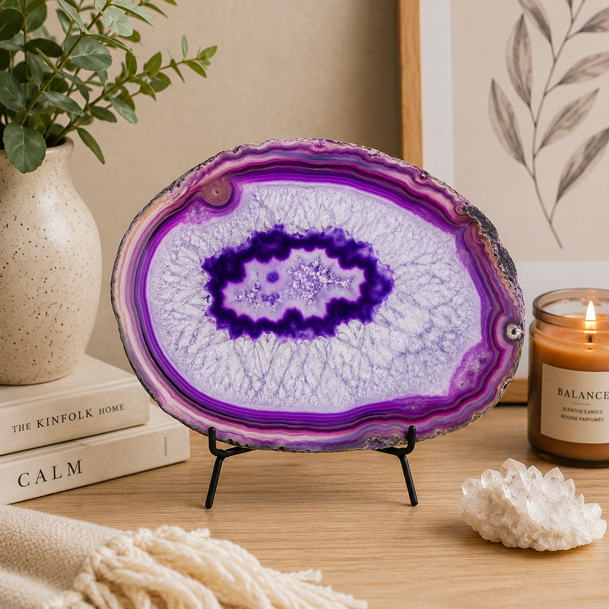 Banded Purple Agate Slice | 14–15 cm