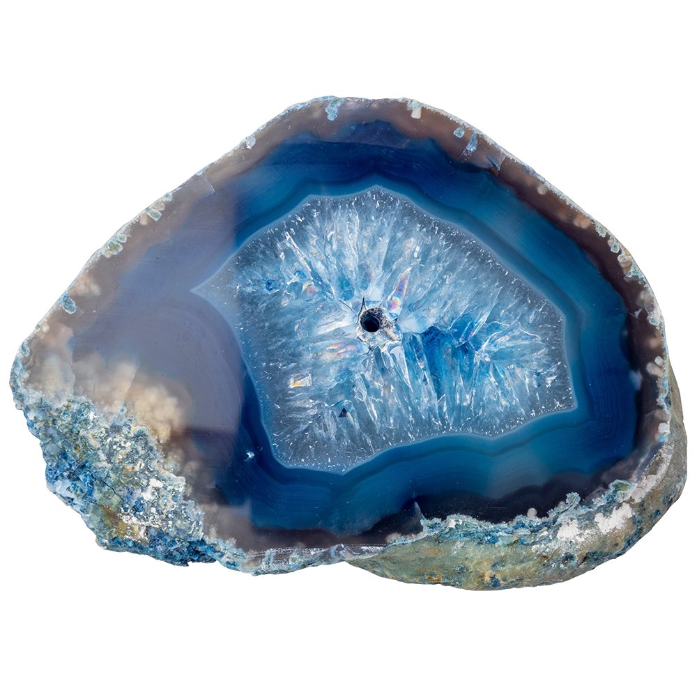 Blue Agate Incense Holder | Natural Crystal Slice