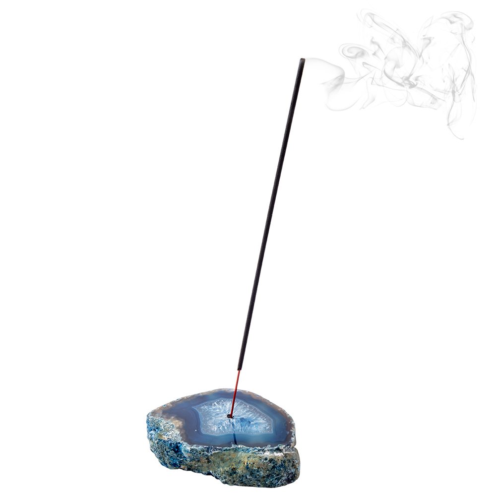 Blue Agate Incense Holder | Natural Crystal Slice