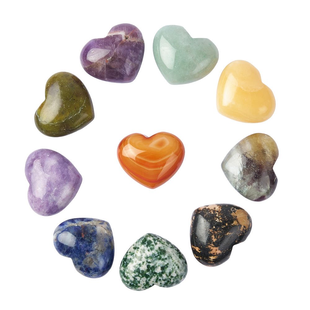 Assorted Mini Crystal Hearts | 10-Piece Gemstone Heart Set - Crystal Nest