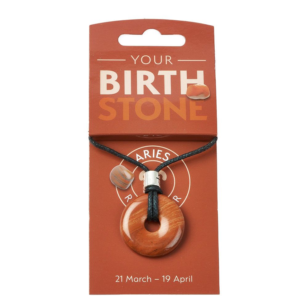 Aries Red Jasper Power Ring Pendant – Zodiac Birthstone Necklace - Crystal Nest