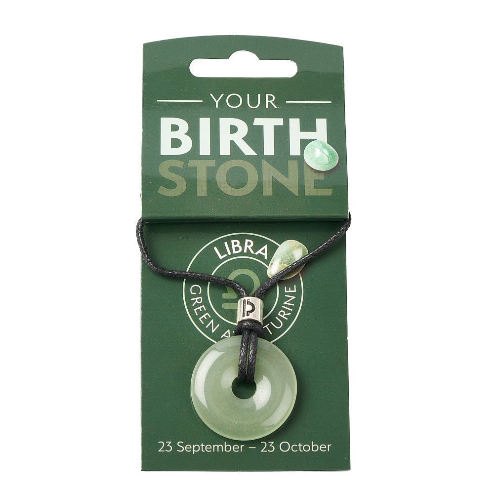 Libra Green Aventurine Power Ring Pendant – Zodiac Birthstone Necklace