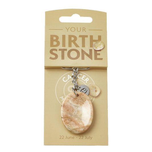 Cancer Moonstone Birthstone Keyring with Zodiac Charm