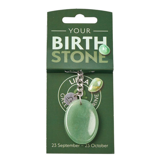 Libra Aventurine Birthstone Keyring with Zodiac Charm