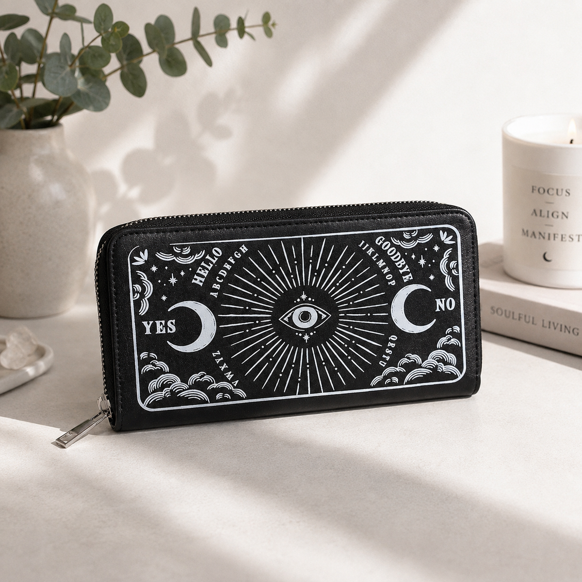 Black Celestial Tarot Zip Purse | All-Seeing Eye
