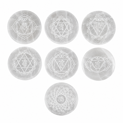 Selenite Chakra Charging Plates Set | 7 Crystal Cleansing Discs