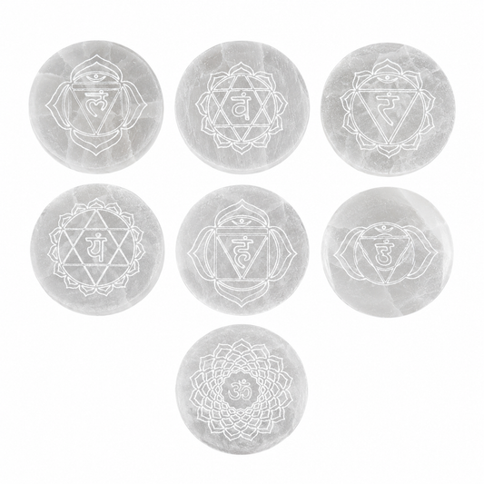 Selenite Chakra Charging Plates Set | 7 Crystal Cleansing Discs