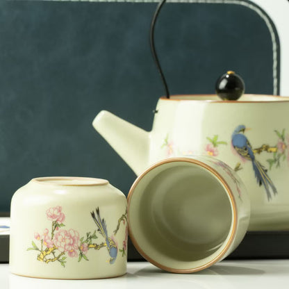 Blue Bird Tea Ceremony Gift Set | Teapot & Two Cups with Luxury Storage Case