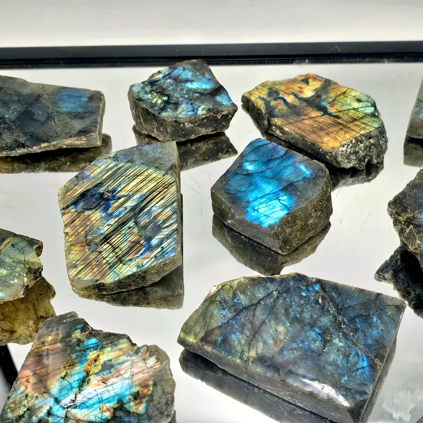 Labradorite Half Polished Slice | 200–300g - Crystal Nest