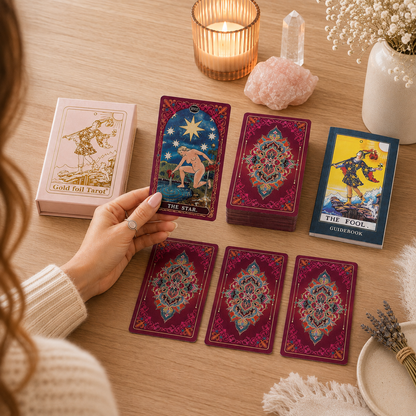 Ruby Foil Rider-Waite Inspired Tarot Cards | Luxury Gift Set