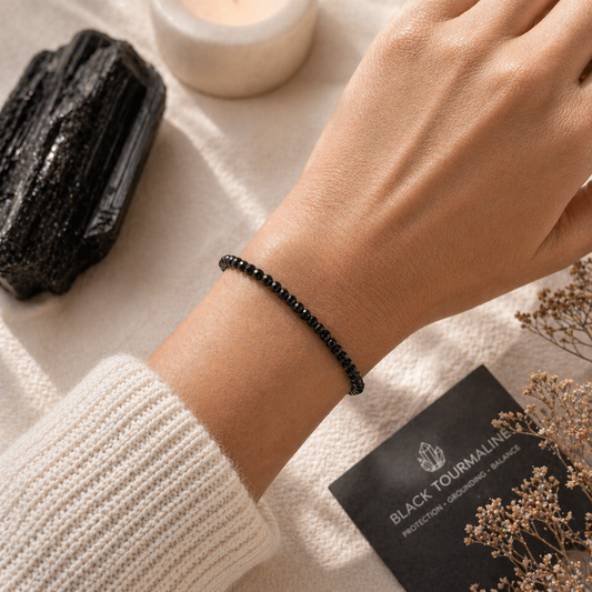 Feel Protected | Black Tourmaline Energy Bracelet (4mm) - Crystal Nest