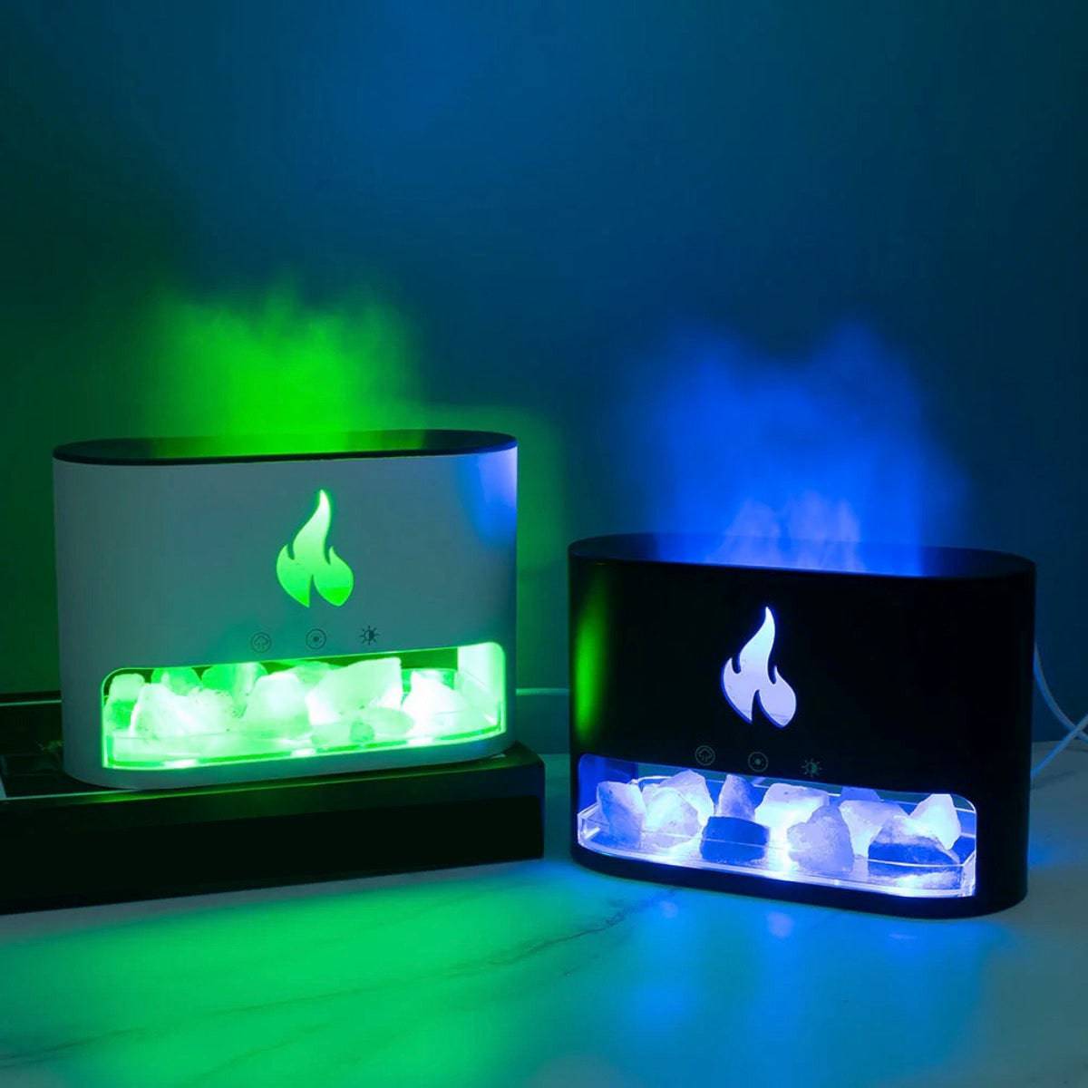 Himalayan Salt Fireplace Humidifier & Aroma Diffuser Lamp - Crystal Nest