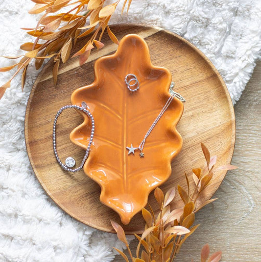 Autumn Leaf Ceramic Trinket Dish - Crystal Nest