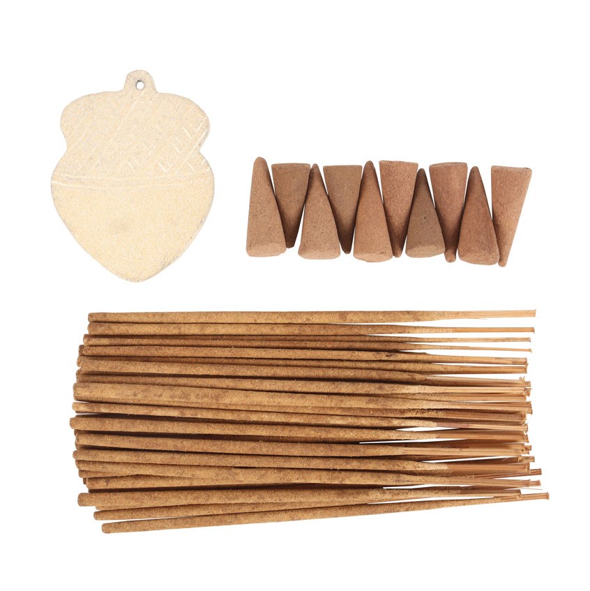 Autumn Acorn Warm Vanilla Incense Sticks & Cones Gift Set - Crystal Nest