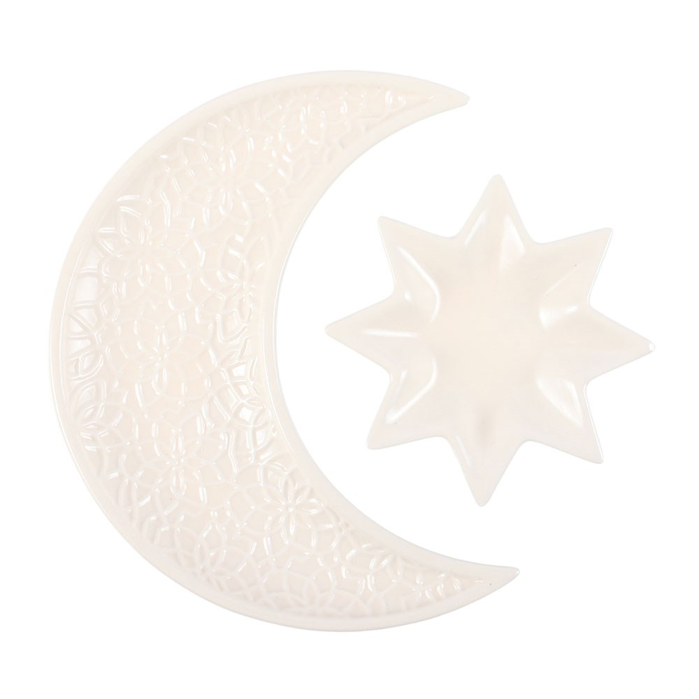Crescent Moon & Star Ceramic Trinket Dish Set