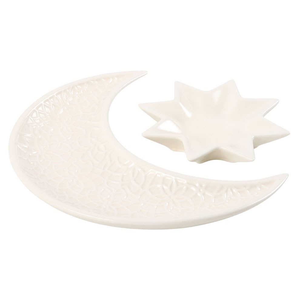 Crescent Moon & Star Ceramic Trinket Dish Set