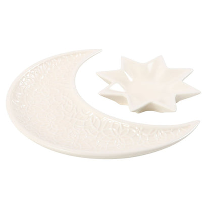 Crescent Moon & Star Ceramic Trinket Dish Set