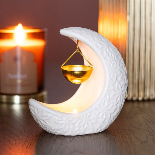 Crescent Moon Hanging Oil Burner - Crystal Nest