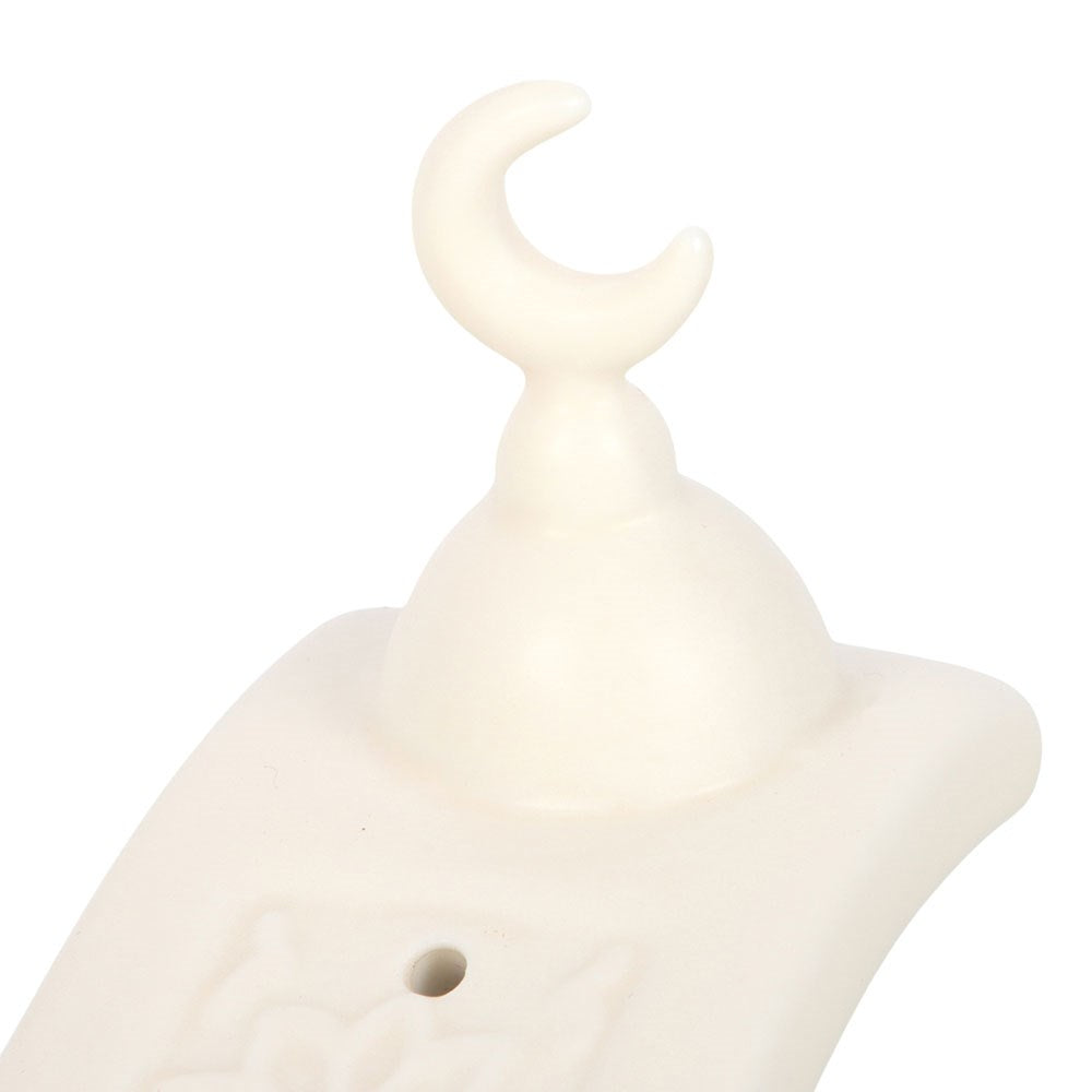 Crescent Moon Incense Holder – Ceramic Ash Catcher - Crystal Nest