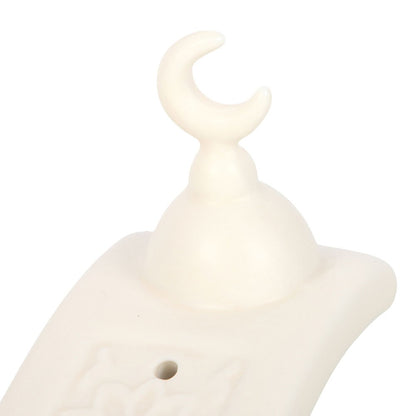 Crescent Moon Incense Holder – Ceramic Ash Catcher - Crystal Nest