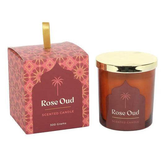 Rose Oud Scented Candle - 300g | Luxury Arabian Nights Fragrance - Crystal Nest