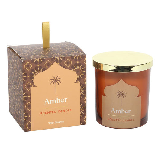 Amber Scented Candle - 300g | Luxury Arabian Nights Fragrance - Crystal Nest