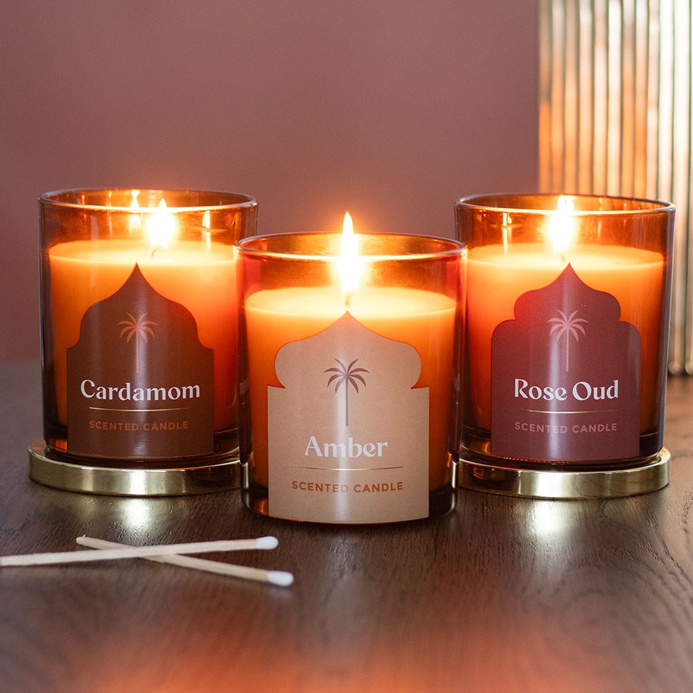 Amber Scented Candle - 300g | Luxury Arabian Nights Fragrance - Crystal Nest