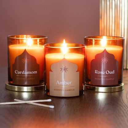 Amber Scented Candle - 300g | Luxury Arabian Nights Fragrance - Crystal Nest
