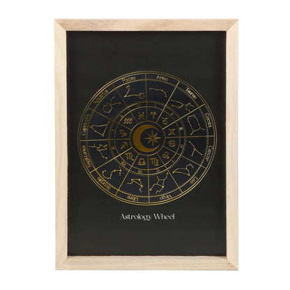 Black & Gold Astrology Wheel Framed Wall Art Print