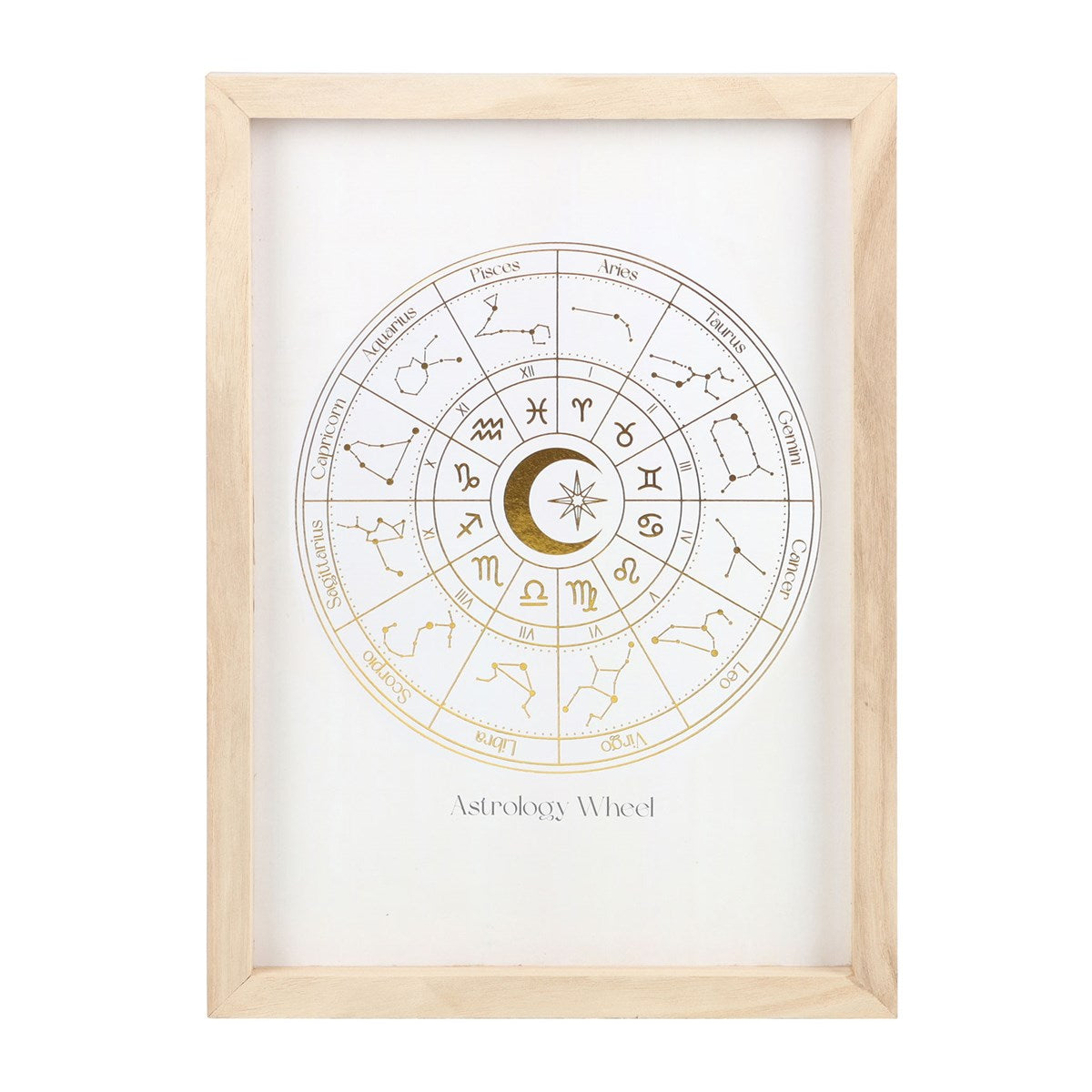 Off-White & Gold Astrology Wheel Framed Wall Art Print