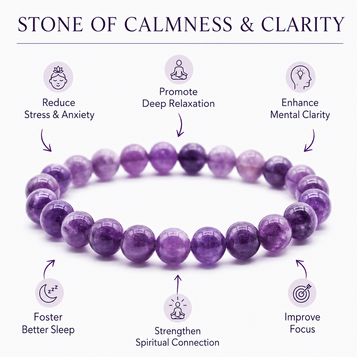 Amethyst Power Bead Bracelet | Calmness & Clarity