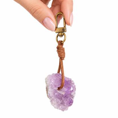Amethyst Cluster Crystal Keyring