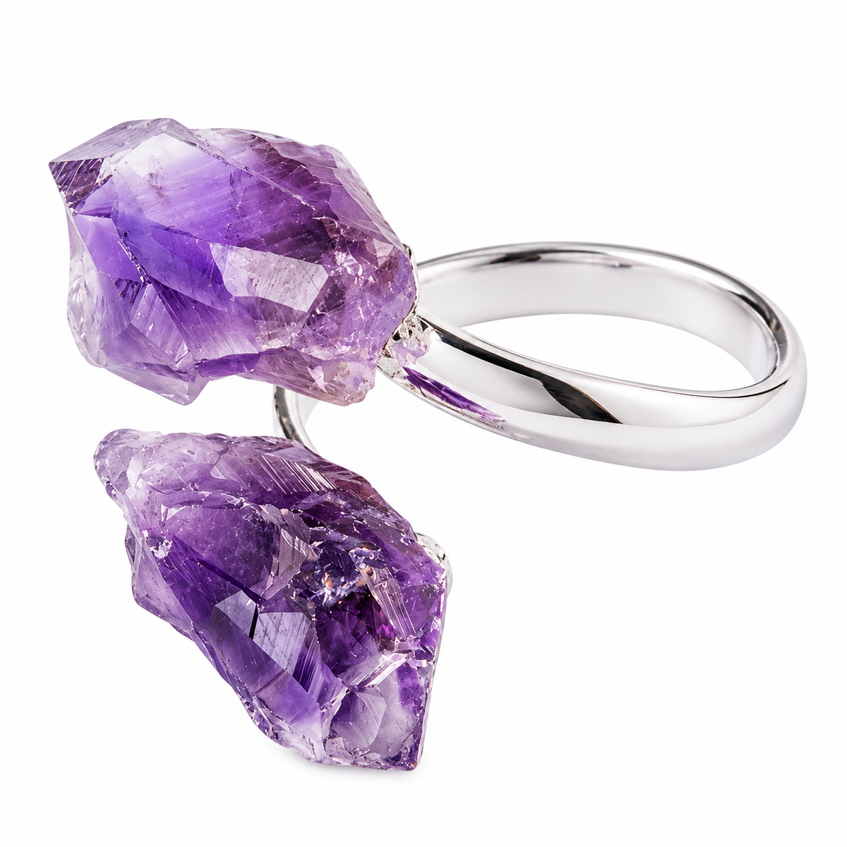 Raw Amethyst Crystal Adjustable Ring