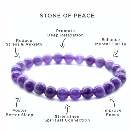 Amethyst Power Bead Bracelet - Calmness & Clarity - Crystal Nest